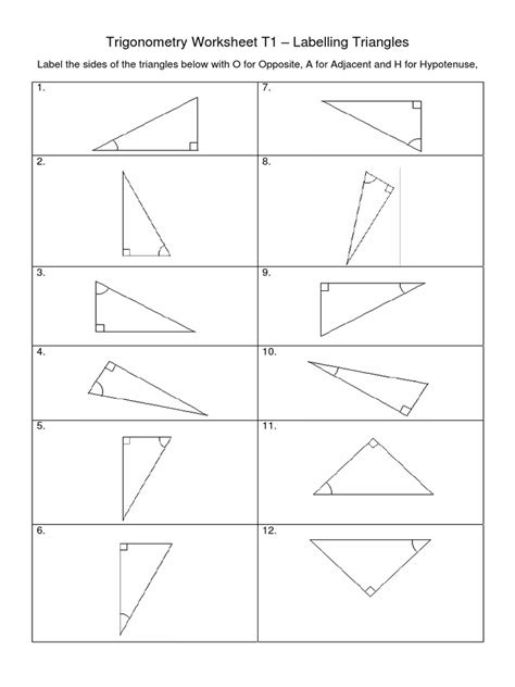 Trigonometry worksheet t1 labelling triangles - Showing top 8 worksheets in the category - Trigonometric Identities Quiz. Some of the worksheets displayed are Trig identities packet, Trig identities notes and hw packet solution key, Trigonometry work t1 labelling triangles, Solving trigonometric equations, Chapter 7 trigonometric equations and identities, …